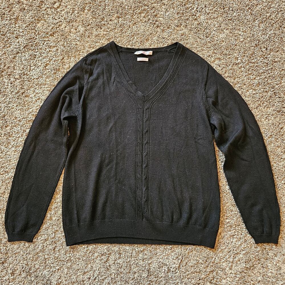 Peter Millar V Neck Sweater Men XL 1000% Merino Wool Black Classic Timeless